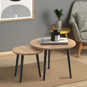 Τραπεζάκι σαλονιού σετ 2 τμχ Roma Megapap χρώμα oak 60x60x46εκ.-GP022-0072,6