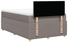 vidaXL Κρεβάτι Boxspring με Στρώμα Taupe 120x190 εκ. Υφασμάτινο