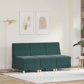 vidaXL Μοναδικός Καναπές χωρίς Χερούλια 3 pcs Σκούρο πράσινο