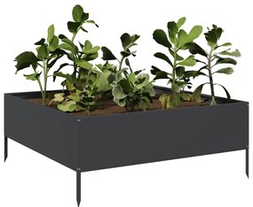 vidaXL Ζαρντινιέρα Υπερυψωμένη Μαύρο 100x100x25 εκ. Ατσάλι