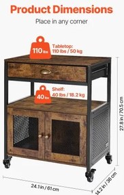 VEVOR Coffee Bar Cabinet 4-Tier Movable Coffee Bar Table with Wheels &amp; Mesh Door