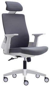Πολυθρόνα Γραφείου Bf8900 Διευθυντή Άσπρη / Mesh - Ύφασμα Γκρι. Διάσταση: 64x66x116/128cm