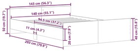 Πλαίσιο κρεβατιού χωρίς στρώμα 140x200 εκ. Επεξεργασμένο Ξύλο - Καφέ