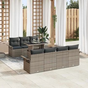 vidaXL Σετ Καναπέ Κήπου με μαξιλάρι 8 pcs Γκρι Πολυ ράταν