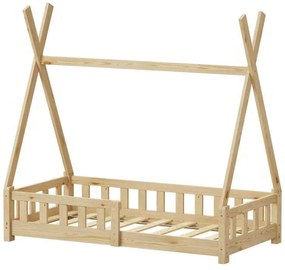 Παιδικό κρεβάτι Noam τ.Montessori με κιγκλίδωμα pakoworld ξύλο πεύκου σε φυσική απόχρωση 70x140εκ