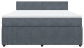 Κρεβάτι Boxspring με Στρώμα Σκούρο Γκρι 180x200 εκ. Βελούδινο - Γκρι