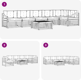 vidaXL Σειρά Καναπέ Εξωτερικού 7 pcs Άσπρο και Ανθρακί Πολυεστέρας