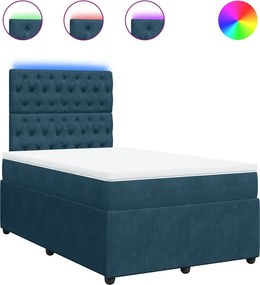 vidaXL Κρεβάτι Boxspring με Στρώμα Μπλε 120x190 εκ. Βελούδινο