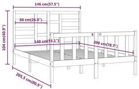 Σκελετός Κρεβατιού Χωρίς Στρώμα 140x200 εκ Μασίφ Ξύλο Πεύκου - Καφέ