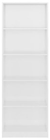 Βιβλιοθήκη με 5 Ράφια Γυαλιστερό Λευκό 60x24x175 εκ Μοριοσανίδα - Λευκό