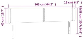 vidaXL Κεφαλάρι Κρεβατιού LED Σκούρο Γκρι 163x16x78/88 εκ. Βελούδινο
