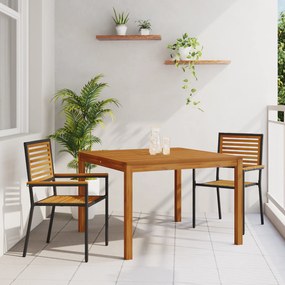 vidaXL Σετ Εξωτερικής Τραπεζαρίας 3 Τεμαχίων Μαύρο και Ξύλο Ακακίας