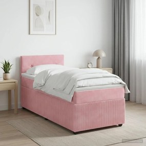vidaXL Κρεβάτι box spring με στρώμα Ροζ 80 x 200 cm Βελούδο