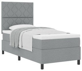 vidaXL Κρεβάτι με Σπαστό Στρώμα Ανοιχτό Γκρι 90x200 εκ Ύφασμα