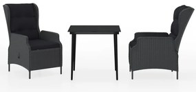 vidaXL Σετ Τραπεζαρίας Κήπου 3 Τεμαχίων Σκούρο Γκρι