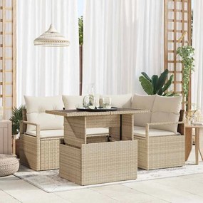 vidaXL Σετ Καναπέ Κήπου 5 pcs μπεζ και κρεμ 100 x 55 x 73 εκ