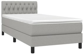 Κρεβάτι Boxspring με Στρώμα Ανοιχτό Γκρι 100x200 εκ. Υφασμάτινο - Γκρι