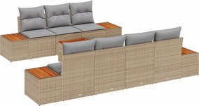 vidaXL Σετ Καναπέ Κήπου με αποθήκευση 8 pcs Μπεζ Πολυ ράταν