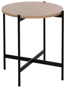 SIDE TABLE  MDF SONOMA-BLACK METAL BASE Φ50x55Hcm.