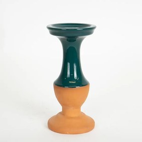 Κηροπήγιο Κεραμικό Terracotta-Πράσινο 9,5x9,5x20,7εκ. ESTHETI 752-25012