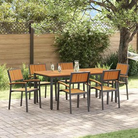 vidaXL Σέτ φαγητού για κήπο 7 pcs Μαύρο και καφέ 180 x 90 x 75 cm
