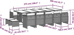 vidaXL Σετ Τραπεζαρίας Κήπου 15τεμ. Μικτό Μπεζ Συνθ. Ρατάν &amp; Μαξιλάρια