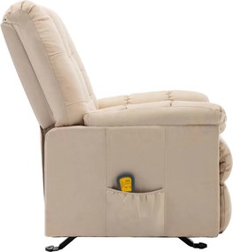 vidaXL Πολυθρόνα Μασάζ Ανακλινόμενη Κρεμ Υφασμάτινη
