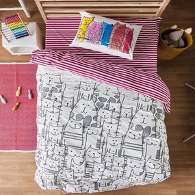 Σεντόνια Παιδικά Zuzu (Σετ 3τμχ) Grey-Pink Kentia Μονό 160x270cm 100% Βαμβάκι