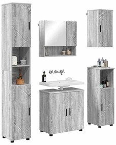 vidaXL Σετ Επίπλων Μπάνιου με πόρτα 5 pcs Γκρι sonoma 61 x 35 x 64 εκ.