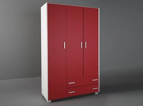 Intrahome Ντουλάπα παιδική τρίφυλλη χρώματος λευκό ρουστίκ-κόκκινο 110x50x180 Intrahomesa-00652189