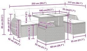 Σετ Καναπέ Κήπου 6 τεμ. Μπεζ Συνθετικό Ρατάν με Μαξιλάρια - Μπεζ