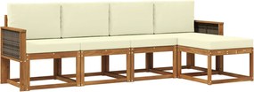 vidaXL Σειρά Καναπέ Εξωτερικού 5 pcs Φυσικό και Κρέμα Πολυεστέρας