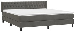 ΚΡΕΒΑΤΙ BOXSPRING ΜΕ ΣΤΡΩΜΑ ΣΚΟΥΡΟ ΓΚΡΙ 160X200 ΕΚ. ΒΕΛΟΥΔΙΝΟ 3131148