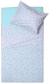 Σεντόνια Βρεφικά 2644 Φανελένια (Σετ 2τμχ) White-Mint Viopros Crib 80x100cm 100% Cotton Flannel