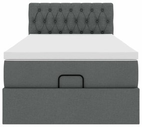 vidaXL Οθωμανικό κρεβάτι με στρώμα σκούρο γκρι 90x200cm ύφασμα