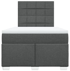 vidaXL Κρεβάτι Boxspring με Στρώμα Σκούρο Γκρι 120x200 εκ. Υφασμάτινο