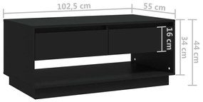 Τραπεζάκι Σαλονιού Μαύρο 102,5 x 55 x 44 εκ. από Μοριοσανίδα - Μαύρο