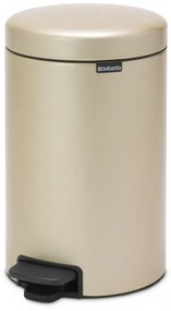 Κάδος με πεντάλ Brabantia NewIcon 1003201, 12 l, Ομαλό κλείσιμο, Αντιολισθητική βάση, Μεταλλικό χρυσό