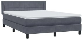 vidaXL Κρεβάτι Boxspring με Στρώμα Σκούρο Γκρι 140x210 εκ. Βελούδινο