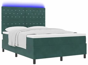 vidaXL Κρεβάτι με ελατήρια Σκούρο πράσινο 140 x 190 cm Βελούδο