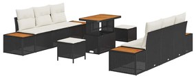 vidaXL Σετ Καναπέ Κήπου με μαξιλάρι 9 pcs Μαύρο Πολυ ράταν
