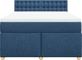 vidaXL Κρεβάτι Boxspring με Στρώμα Μπλε 160x200 εκ. Υφασμάτινο