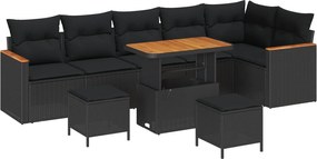 vidaXL Σετ Καναπέ Κήπου 9 pcs Μαύρο συνθετικό ρατάν