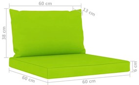 Καναπές Κήπου Τετραθέσιος με Φωτεινά Πράσινα Μαξιλάρια - Πράσινο