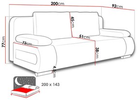 Καναπές κρεβάτι Comfivo 144, Αριθμός θέσεων: 2, Αποθηκευτικός χώρος, Μπλε, 77x200x92cm, 66 kg, Πόδια: Πλαστική ύλη | Epipla1.gr