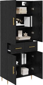vidaXL Highboard Μαύρη Οξυά 69,5 x 34 x 180 εκ. Επεξεργασμένο ξύλο