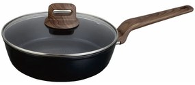 Βαθύ τηγάνι με καπάκι Oliver Voltz Paris OV54419F24CD, 24 cm, Αντικολλητική επίστρωση, Αισθητήρας θερμότητας, Επαγωγή, Μαύρο