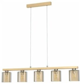 Κρεμαστό Φωτιστικό Οροφής Ράγα IP20 5xE27 28W CASTRALVO Καφέ 98592 Eglo-98592-Καφέ 98592