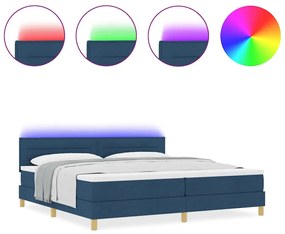 vidaXL Κρεβάτι με ελατήρια με στρώμα Μπλε 200 x 200 cm ύφασμα