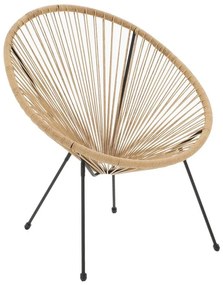 Καρέκλα - Πολυθρόνα κήπου Acapulco μαύρο μέταλλο - pe rattan σε φυσική απόχρωση 71x76x85 εκ. 71x76x85 εκ.